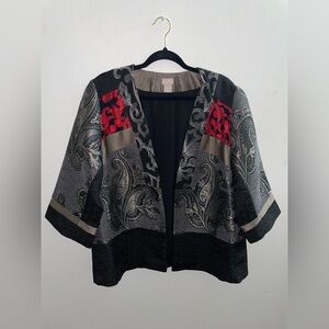 Chico's Multicolored Kimono Paisley Patterend Patchwork Jacket Women’s Size 2